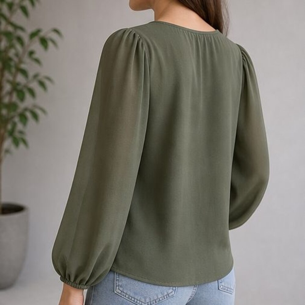 Rust Puff Sleeve Top - Picture 3 of 6